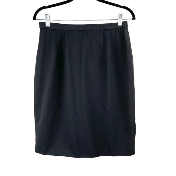 Vintage Niteline Solid Black Pleated Knee Length Contemporary Pencil Skirt 10/SM - Picture 1 of 11